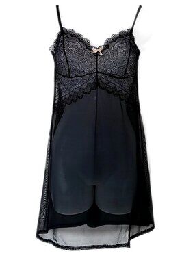 Elle Macpherson Intimates Chemise Slip Gown Black Lace Medium with tags